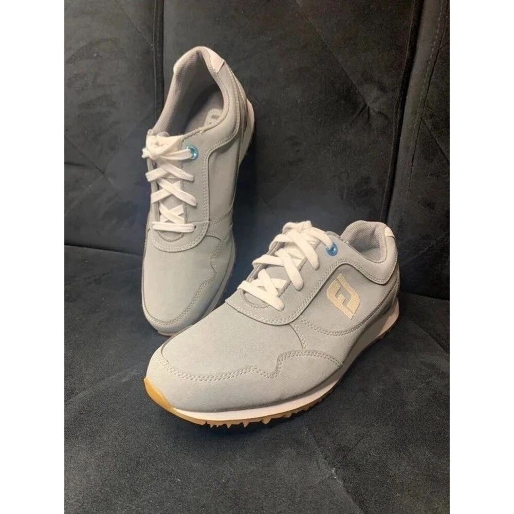 FootJoy FJ Sport Retro Women's Grey & Gum Sole Spikeless Golf Sneakers (8.5 M)